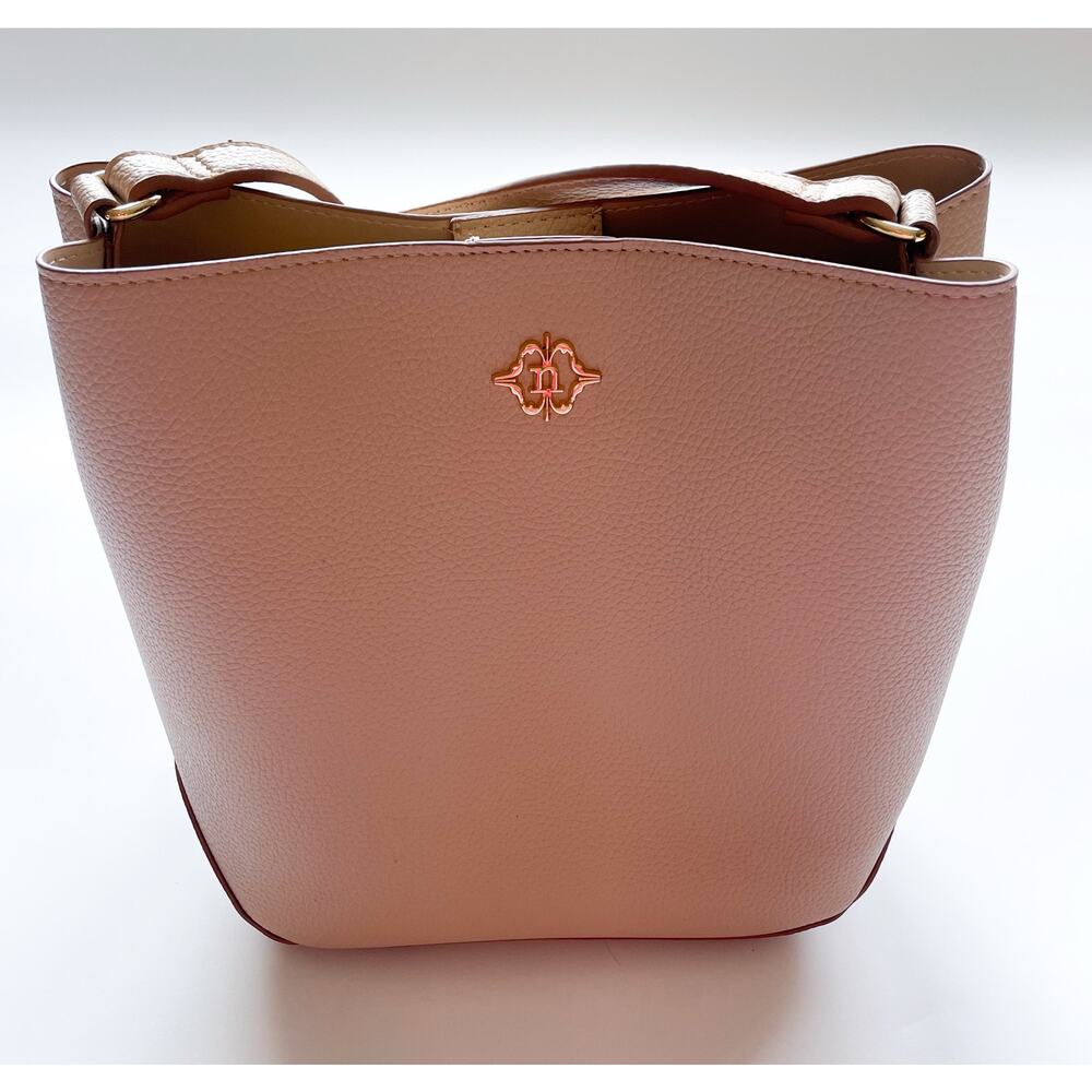 Nanette Lepore Faux Leather Beige Crossbody Bag Gold Hardware